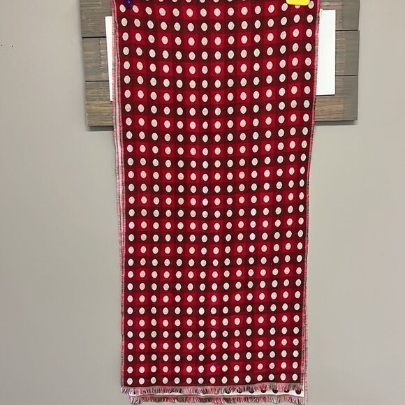 Talbots Women’s Red Cream Polka Dot Wool Blend Fashion Scarf Fringe 75”, 17.5” - Picture 12 of 16